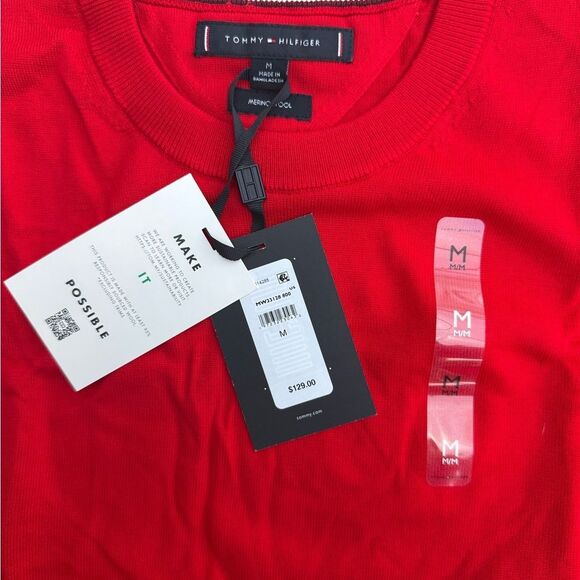 Tommy Hilfiger Essentials Cotton Crewneck Sweater Red Medium NWT IN PKG - Picture 7 of 9
